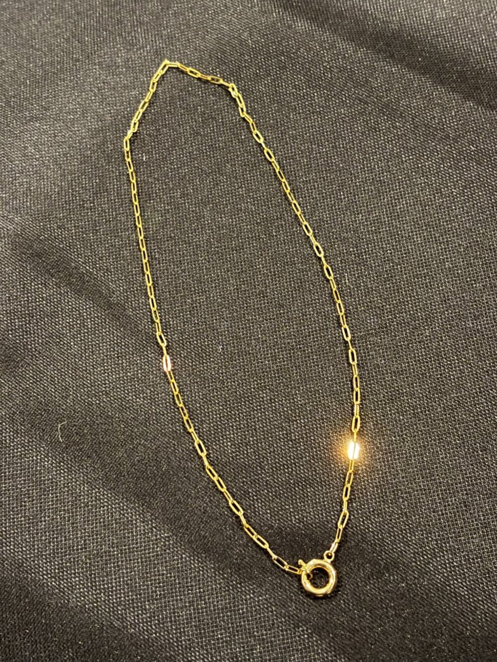 14K Solid Yellow Gold Paperclip Chain Necklace with Bolt Spring Ring Clasp 16.5" - Picture 8 of 12
